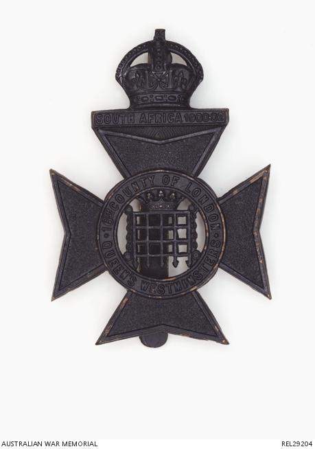 1/16 Battalion, London Regiment (Queen's Westminster Rifles), cap badge