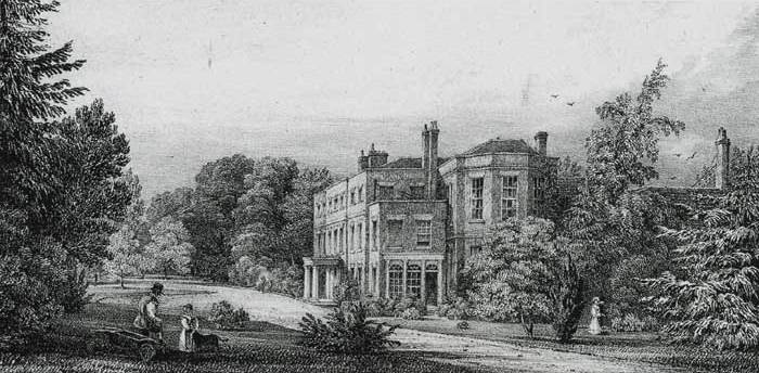 Manydown Park, the seat of the Revd Lovelace Bigg Wither. G. F. Prosser. Printed by C Hullmandel 1833.” Lithographic (Public Domain)