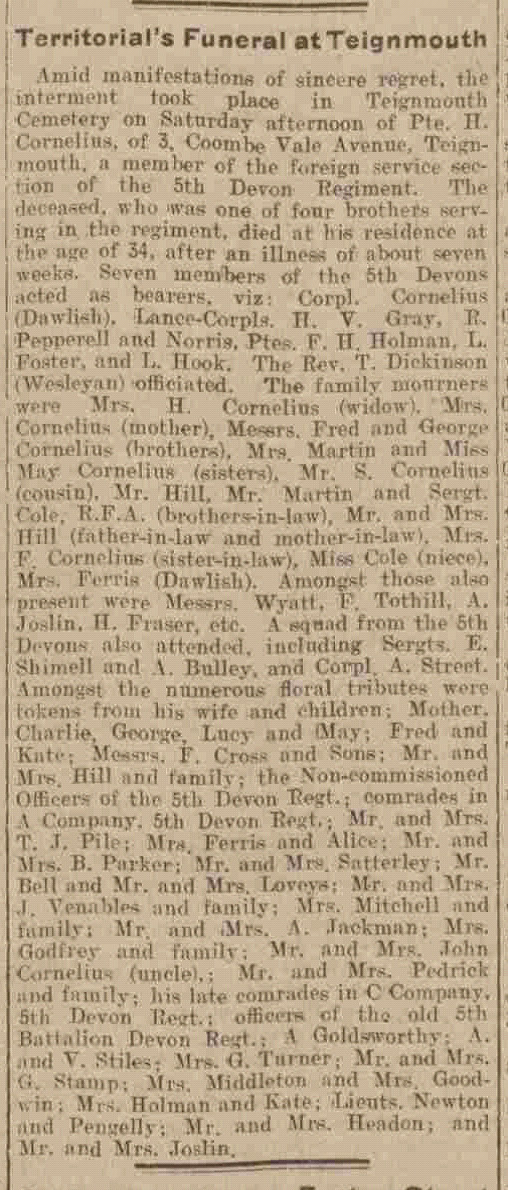 James Henry Cornelius newspaper clipping