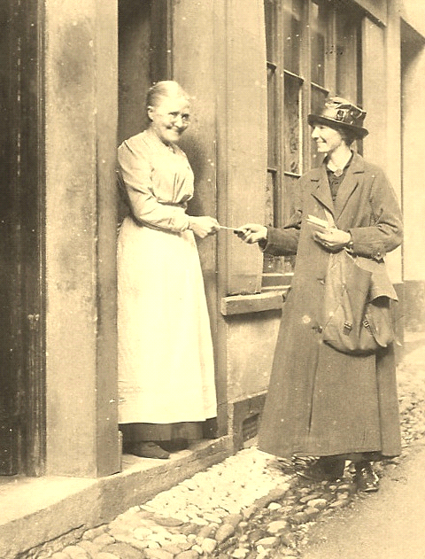 Florence Hannaford delivering the post