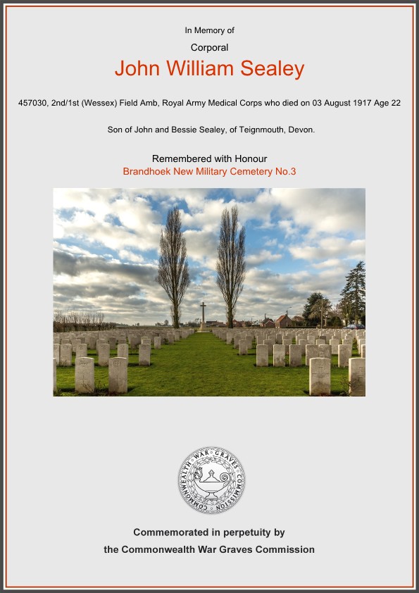 John W Sealey's commemorative certificate