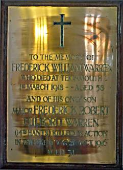 Major Frederick Robert Fulford Warren's Memorial at St Micheal's Church, Teignmouth