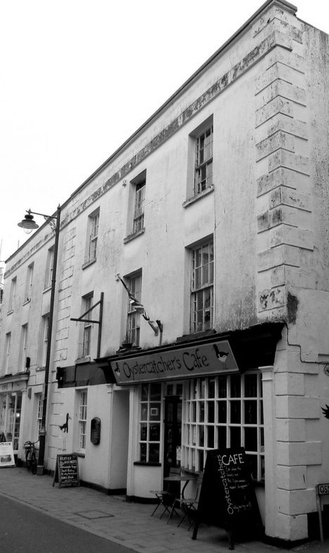 12 Northumberland Place Teignmouth.. Home of the Burden family for many years.  © Copyright Jaggery (CC BY-SA 2.0) (Modified, cropped and changed to black and white)