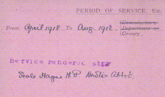 Ivy's V.A.D. service card (full-size image below)