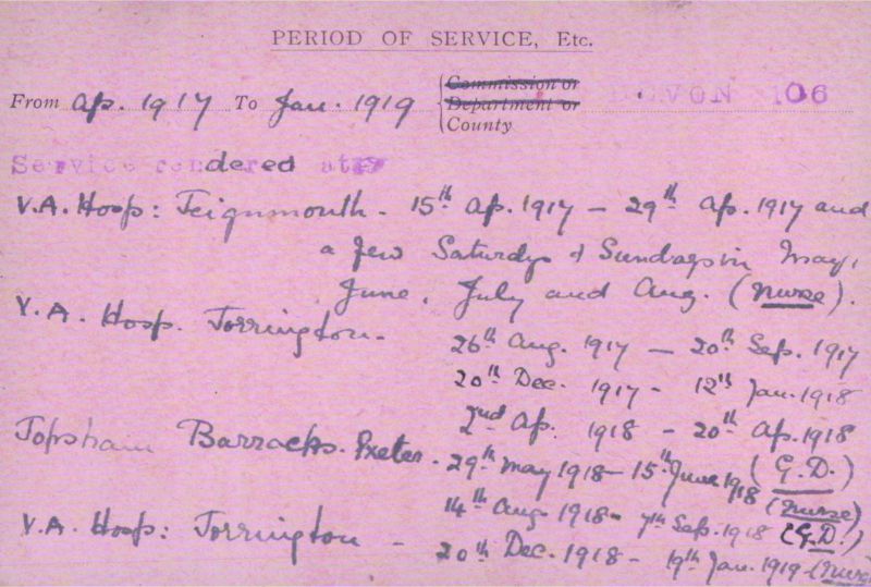 Voluntary Aid Detachment (VAD) Card. ©2018 British Red Cross (CC BY-NC 2.0 UK)