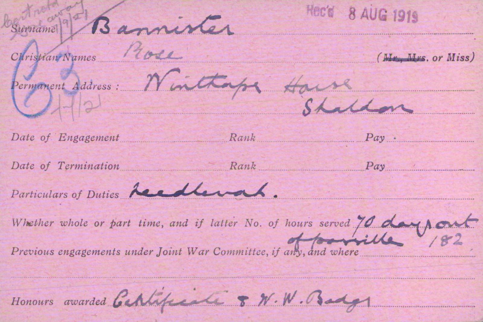 Voluntary Aid Detachment (VAD) Card. ©2018 British Red Cross (CC BY-NC 2.0 UK)