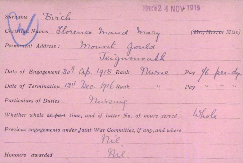 Voluntary Aid Detachment (VAD) Card. ©2018 British Red Cross (CC BY-NC 2.0 UK)