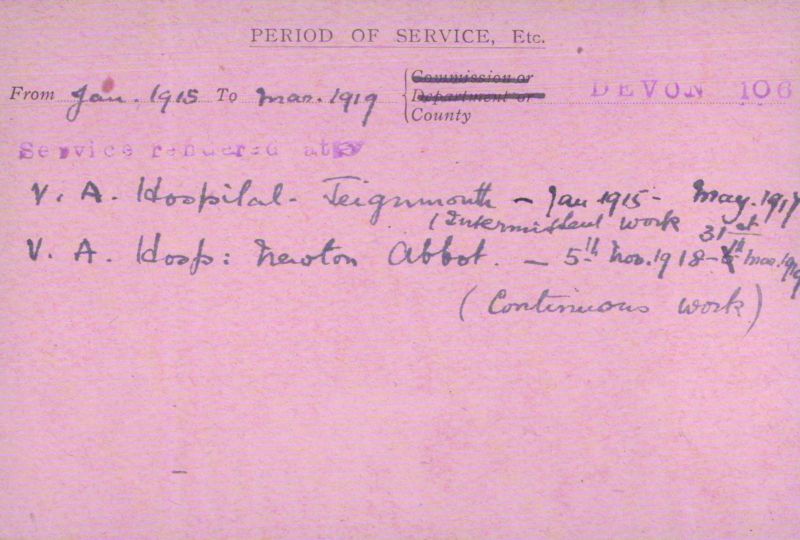 Voluntary Aid Detachment (VAD) Card. ©2018 British Red Cross (CC BY-NC 2.0 UK)
