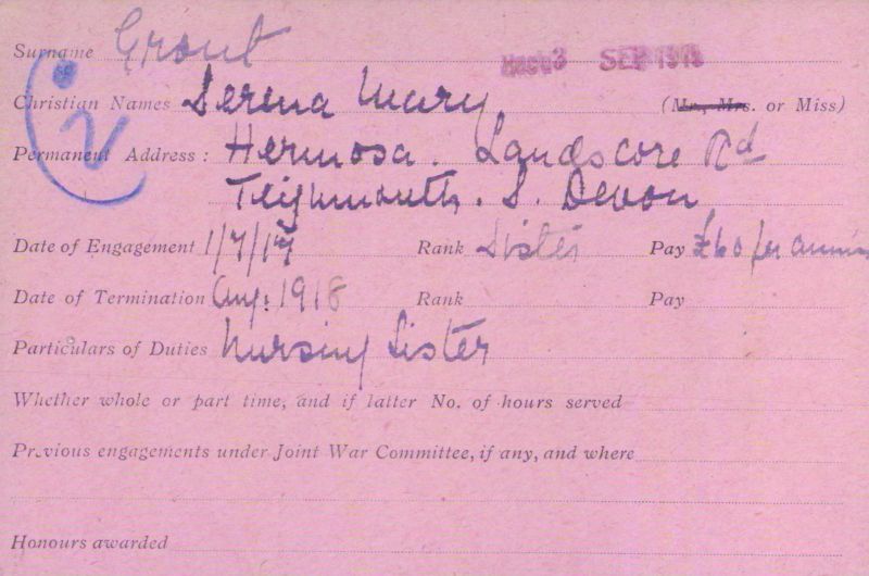 Voluntary Aid Detachment (VAD) Card. ©2018 British Red Cross (CC BY-NC 2.0 UK)