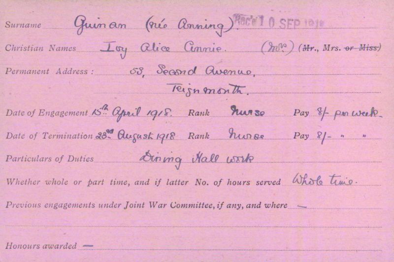 Voluntary Aid Detachment (VAD) Card. ©2018 British Red Cross (CC BY-NC 2.0 UK)