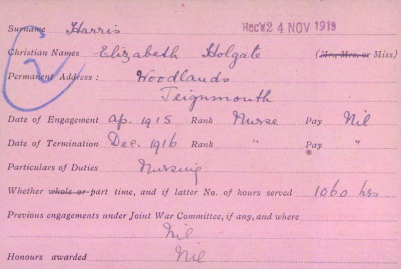 Voluntary Aid Detachment (VAD) Card. ©2018 British Red Cross (CC BY-NC 2.0 UK)