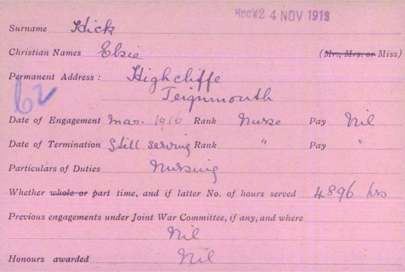 Voluntary Aid Detachment (VAD) Card. ©2018 British Red Cross (CC BY-NC 2.0 UK)