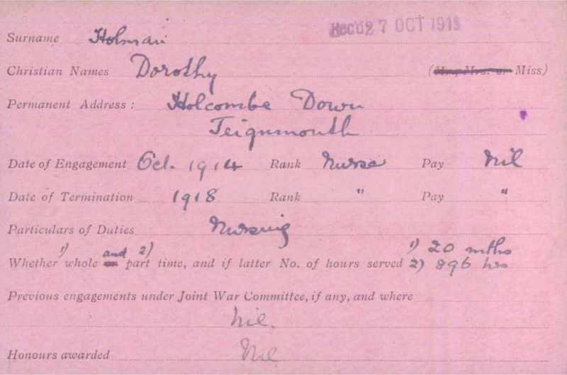 Voluntary Aid Detachment (VAD) Card. ©2018 British Red Cross (CC BY-NC 2.0 UK)