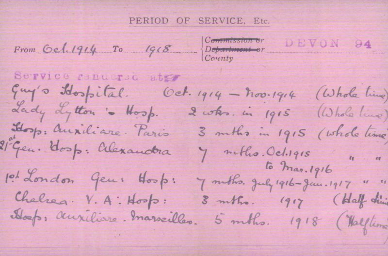 Voluntary Aid Detachment (VAD) Card. ©2018 British Red Cross (CC BY-NC 2.0 UK)