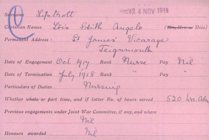 Voluntary Aid Detachment (VAD) Card. ©2018 British Red Cross (CC BY-NC 2.0 UK)