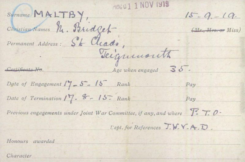Voluntary Aid Detachment (VAD) Card. ©2018 British Red Cross (CC BY-NC 2.0 UK)