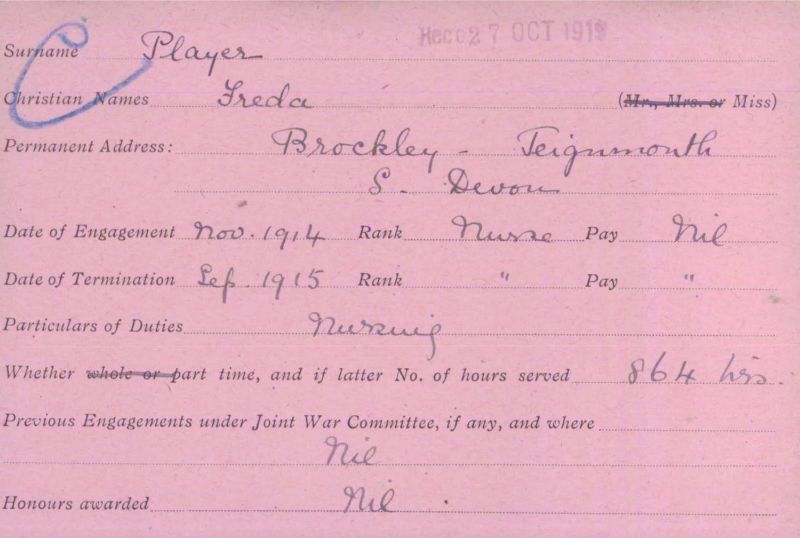 Voluntary Aid Detachment (VAD) Card. ©2018 British Red Cross (CC BY-NC 2.0 UK)