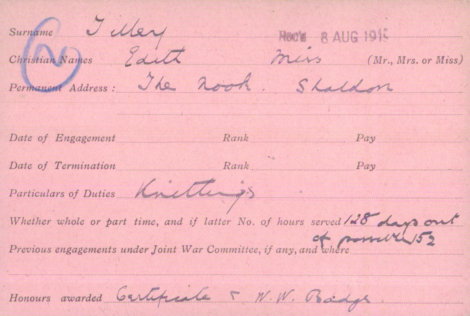Voluntary Aid Detachment (VAD) Card. ©2018 British Red Cross (CC BY-NC 2.0 UK)