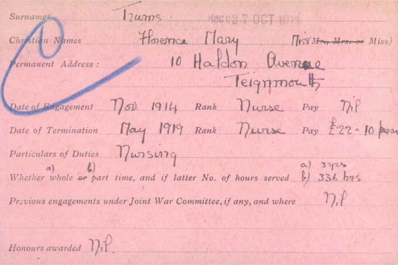 Voluntary Aid Detachment (VAD) Card. ©2018 British Red Cross (CC BY-NC 2.0 UK)