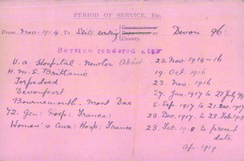 Voluntary Aid Detachment (VAD) Card. ©2018 British Red Cross (CC BY-NC 2.0 UK)